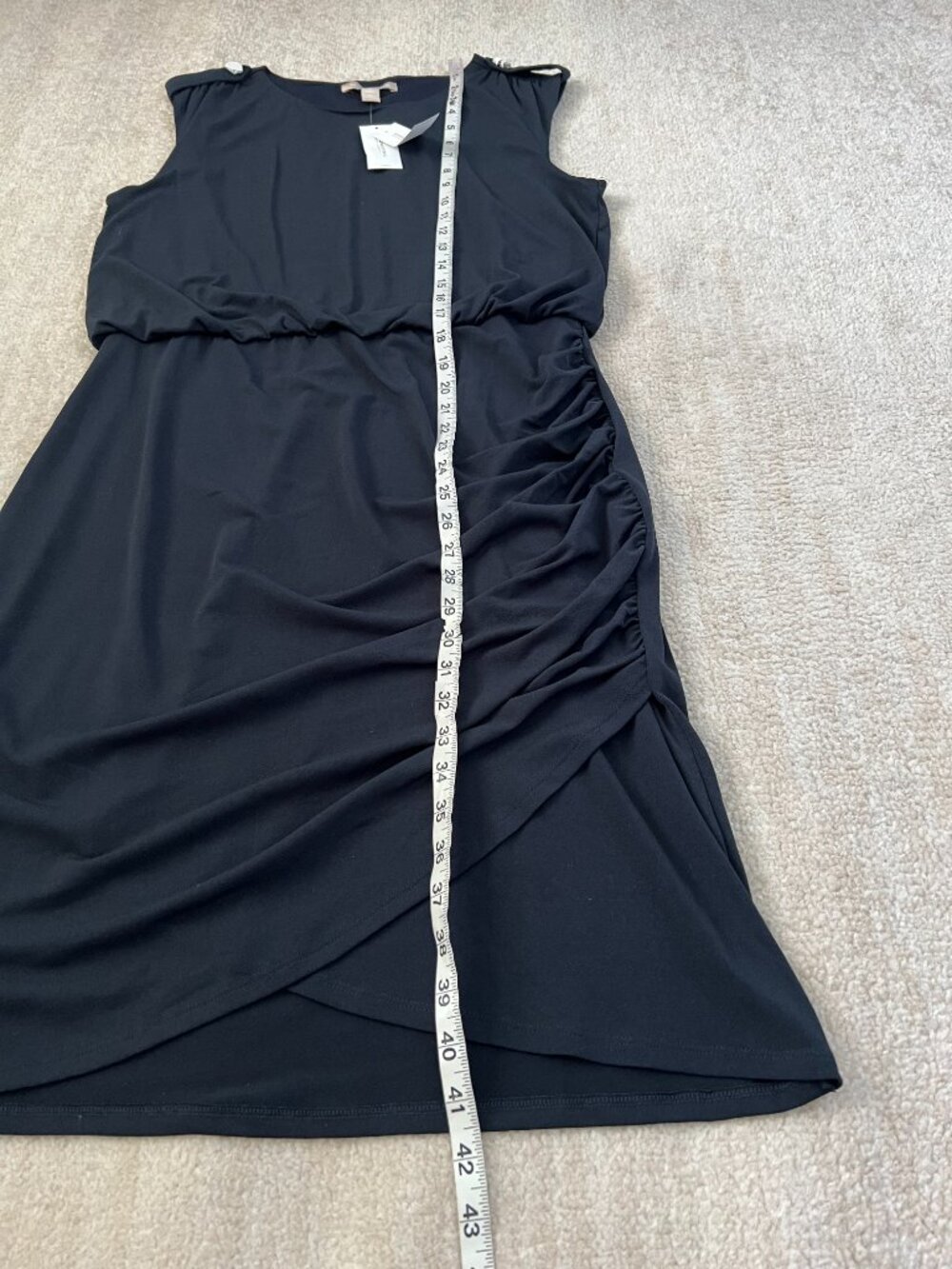 NWT Banana Republic Side Drape Ruched Tulip Blue Midi Dress L Career - Picture 5 of 9
